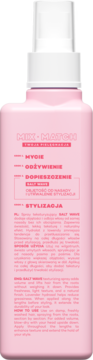 Różowy spray teksturyzujący Hairmate Salt Wave z solą morską, widok z przodu. Dodaje objętości bez obciążenia.