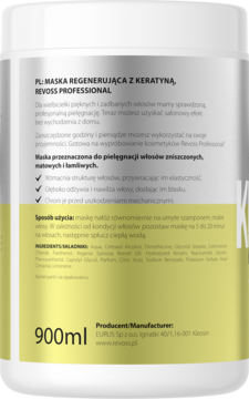 REVOSS Professional Keratin,maska do włosów, regenerująca,tył