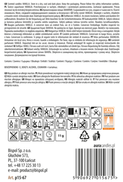 AURA CANDLES ,świece zapachowe, Wanilia,tył