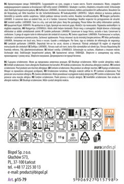 AURA CANDLES ,świece zapachowe, Lawenda,tył