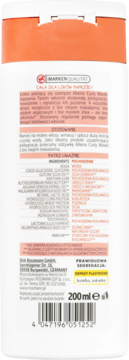 Tył białej butelki szamponu Alterra Curly Waves z pomarańczową nakrętką, dla loków, widoczna lista składników.