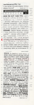 Szczegółowy tekst z opakowania kremu pod oczy Isana Vital, opisujący skład, działanie i rezultaty.