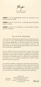 Beżowa karta produktu The Master Perfumer Amber N°53 eau de toilette 50ml, widok z przodu z opisem zapachu.