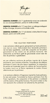 Karta produktu Master Perfumer Oriental Summer N&deg;11 50ml, z informacjami o zapachu pomarańczy, jaśminu, wanilii.