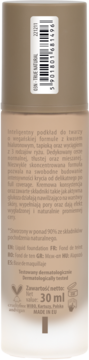 Tył beżowej butelki podkładu NAM Real Skin 03N True Natural, z kodem kreskowym i objętością 30 ml.
