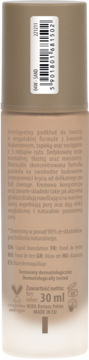 Tył beżowego podkładu NAM Real Skin 04W Sand, z opisem po polsku, kodem kreskowym i logiem Vegan.