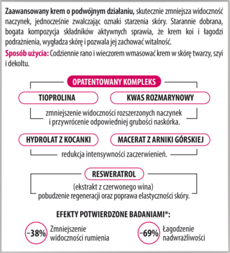 LIRENE Cera Naczynkowa ,krem do twarzy, przeciwzmarszczkowy, redukujący zaczerwienienia, dzień/noc,tył