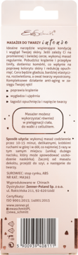 Tył beżowego opakowania masażera do twarzy Intense z polskim opisem produktu, kodem kreskowym i danymi producenta.