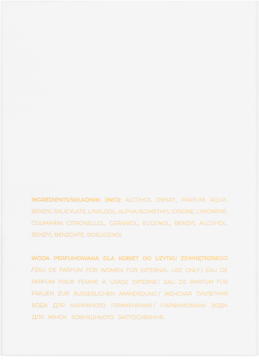 Woda perfumowana Everyday Show by Joanna Krupa. Tył jasnej butelki produktowej z widoczną listą składników.