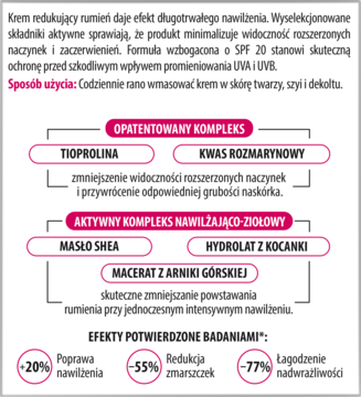 LIRENE Cera Naczynkowa ,krem do twarzy, nawilżający, redukujący zaczerwienienia, na dzień, SPF20,tył