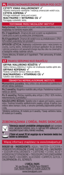 L'ORÉAL PARIS Revitalift Filler,serum pod oczy, 2,5% czysty Kwas Hialuronowy + Kofeina,tył