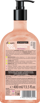 BIELENDA Shower Coctail ,żel pod prysznic, odświeżający, Brzoskwinia i Kombucha,tył