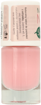 Różowy lakier do paznokci Ados Natural Nude 5ml w szklanej butelce, widok z przodu, z wit. E i olejami.