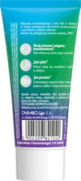 Tył niebiesko-fioletowej tubki OnlyBio humektantowej odżywki 50ml, z polskim opisem i kodem kreskowym.