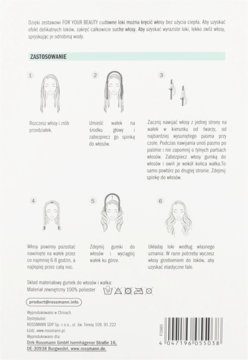 Tył opakowania zestawu For Your Beauty do loków bez ciepła, z instrukcją użycia i ilustracjami.