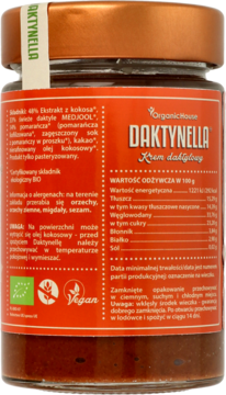 DAKTYNELLA Pomarańcza ,krem daktylowy, Świeże daktyle z kokosem,tył