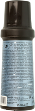 Tył butelki płynnej pasty do skór licowych Nano Polish Dakoma 75ml, widoczne informacje i data ważności.