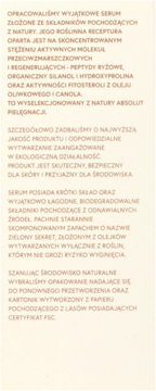 Szczegółowy opis serum: składniki naturalne, działanie przeciwzmarszczkowe i regenerujące, ekologiczne opakowanie.