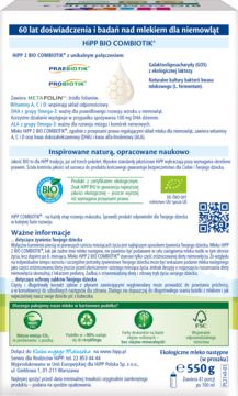 HIPP BIO Combiotik ,mleko następne, ekologiczne, dla niemowląt, 6m+, 2,tył