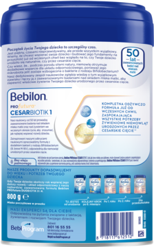 BEBILON Profutura CesarBiotik,mleko początkowe dla niemowląt, od urodzenia, 1,tył
