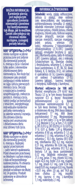 NAN OPTIPRO Plus 2+Mo, mleko następne w płynie. Etykieta z informacją żywieniową i użyciem.