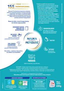 NAN OPTIPRO 4 mleko modyfikowane 650g, opakowanie uzupełniające, turkusowe z logo Nestlé, widok z przodu.