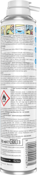 Tył aerozolu Raid Essentials Freeze Spray na owady, biały pojemnik z polskim opisem i symbolem płomienia, 250ml.