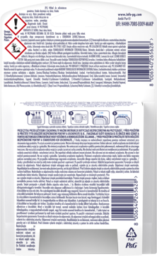 Tył opakowania wkładu Ambi Pur 3Volution Cotton Flower, z instrukcjami, ostrzeżeniami i kodem kreskowym.