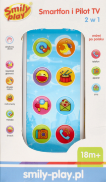 SMILY PLAY ,zabawka rozwijająca, Smartfon i Pilot TV, 2w1, 18m+,tył