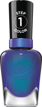 Lakier Sally Hansen Miracle Gel 573 Hyp-nautical, opalizujący niebiesko-fioletowy z drobinkami, widok z przodu.