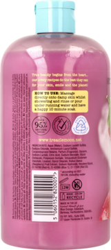 Treaclemoon żel pod prysznic Raspberry Kiss 500ml, różowa butelka, tył opakowania z listą składników.
