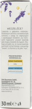 Tył opakowania Alterra BIO Lawenda Olejek do Twarzy 30ml, z historią lawendy i ikonami recyklingu.