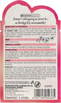 ISANA ,maska w płachcie, odżywcza,tył