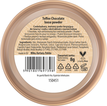 LOVELY Toffee Chocolate ,puder do twarzy, sypki, Toffee,tył