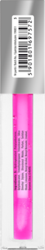 Tył opakowania półtransparentnego błyszczyka do ust reagującego na pH. Widoczny kod 5901801697572 i lista składników na różowym tle.