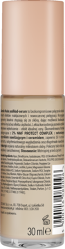 Tył beżowej butelki podkładu-serum Gentle Nude 30ml z 2% NMF Protect Complex, dla cery wrażliwej, widoczne składniki.