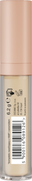 Tył beżowego korektora-serum Gentle Nude 402 w butelce z jasnoróżową zakrętką, widoczne 6.2g i kod kreskowy.