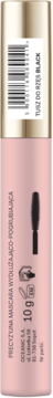 Pionowe ujęcie różowej mascary The Precision Star Secrets Black 10g, z kodem kreskowym i ilustracją szczoteczki.