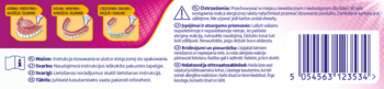 Tył opakowania kremu Corega Max Mocowanie + Komfort, z instrukcjami aplikacji na protezę i kodem kreskowym.