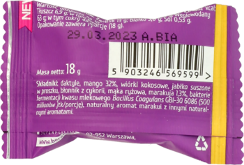 BERAW! EWA CHODAKOWSKA Probiotic Cookie ,ciastko z mango, marakują i probiotykiem,tył