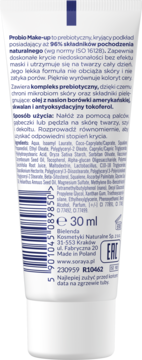 Tylna strona białej tubki podkładu Bielenda Probio Make-up (30ml) z kodem kreskowym i listą składników.
