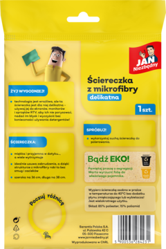 JAN NIEZBĘDNY ,ściereczka do sprzątania RTV, z mikrofibry, delikatna,tył