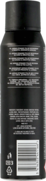 Czarny dezodorant adidas Dynamic Pulse w sprayu, widok z tyłu z kodem kreskowym i tekstem produktu.