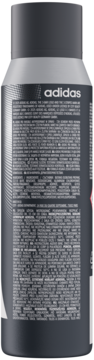 Tył szarego antyperspirantu Adidas Pro Invisible w sprayu, z białym tekstem i widocznym logiem marki.