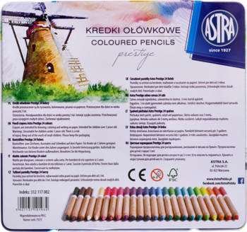 ASTRA Prestige ,kredki ołówkowe, 24 kolory, Prestige, zestaw,tył