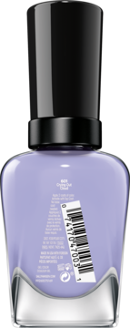 Tył lakieru Sally Hansen Miracle Gel 601 Crying Out Cloud, jasnoliliowy, z kodem kreskowym i etykietą.