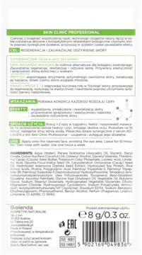 Bielenda Skin Clinic Professional, tył białego opakowania z zielonymi napisami, widoczne składniki i instrukcje użytkowania 8g.