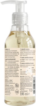 Tył opakowania enzymatycznego żelu do mycia twarzy tołpa z pompką, widoczne składniki i objętość 195 ml.