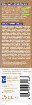 Tołpa Dermo Face, tył brązowego opakowania kremu pod oczy 15 ml, z listą składników i kodem kreskowym.