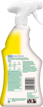 Tył butelki Dettol Power & Fresh cytrynowy płyn do czyszczenia, widoczny kod kreskowy i etykiety ostrzegawcze.